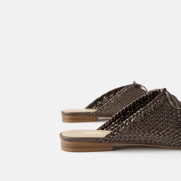 Zara Chocolate Woven Mules 38, 7.5, 8 - Picture 2 of 4